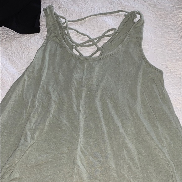 sage green tank top with cross back - Picture 1 of 2